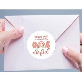 120PCS Boho Rainbow 1st Birthday Stickers - Onederful Birthday Labels - 1.6" Diameter - Perfect for First Birthday Party Decorations (Orient Red)