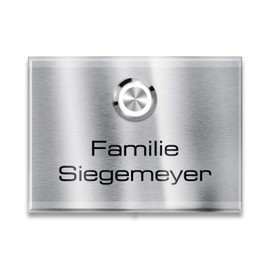 Metzler Surface-mounted doorbell made of stainless steel with bell push - bell incl. engraving with desired name (customable) - easy surface mounting - stainless steel - dimensions: 11 x 8 cm