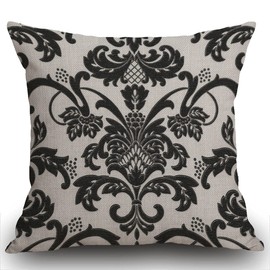 Smooffly Black and White Floral Pattern Cushion Cover Throw Pillow Case Covers Flower Design Home Sofa Decorative Square 18X18 Double Sides 45x45cm
