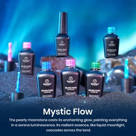 Beetles Pearl Gel Nail Polish Set, Summer Green Blue Pink Red Nail Drawing Gel Polish 6 Colors Shimmer Mystic Flow Swirl Thread Effect Soak Off LED UV Curing for DIY Nail Art