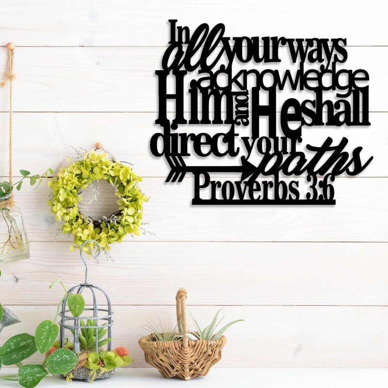 LIYOUYA Proverbs 3:6 Metal Wall Decor - Scripture Motivational Christian