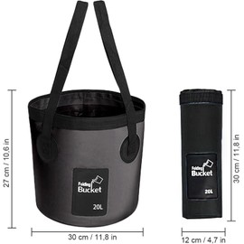 SVUPUE Collapsible Bucket, Folding Water Bucket, Multifunction Folding Bucket for Travel, Hiking, Fishing, 20L, Black