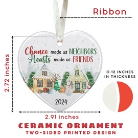 Neighbor Gifts - Neighbor Christmas Ornament, Neighbor Ornament, Friendship Christmas Ornament - Gifts for Neighbors Women, Neighbors Gifts for Neighbor Friend - Ceramic Ornament