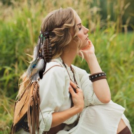 Xunyee 3 Pack Feather Hair Clips and 1 Boho Feather Headband Hippie Hair Extensions ...