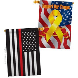 Thin Red Line House Flag - Pack Armed Forces Service All Branches Support Honor United State American Military Veteran Our Troops - Banner Small Garden Yard Gift Double-Sided Made in USA 28 X 40