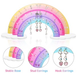 NiHome Acrylic Earring Holder, Rainbow Jewellery Stand with 140 Holes for up to 70 Pairs of Earrings, Durable and Colour Resistant, Perfect Storage for Earrings, Earring Stand for Women