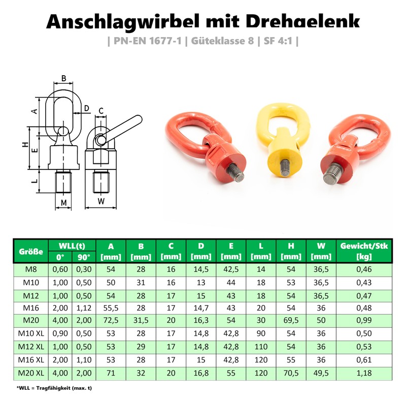 Stop Swivel with Swivel Joint M16 x 20 - Transport