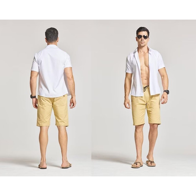 Tansozer Men's Summer Chino Shorts with Elasticated Waist, lightblue