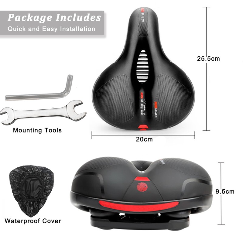 Hmfmdy Bicycle Saddle, Bicycle Saddle with Double Spring, Ergonomic Bicycle