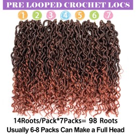 8 Packs Goddess Locs Crochet Hair 14 Inch Faux Locs Crochet Hair for Black Women River with Curly Ends Synthetic (14 Inch 8 Packs,T350)