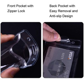 Lanyard Badge Holder, Wisdompro ID Holder Vertical Card Holder Neck Strap Cruise Lanyard Waterproof Clear PVC Card Slot with Ziplock and 20.8 Inch Heavy Duty Detachable Lanyard - 2 Set, Black/Blue