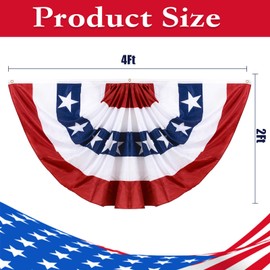 2X4ft American Flag Bunting for Outside Fourth of July Decorations Patriotic Bunting 4th of July Bunting Pleated Fan Flag Bunting Red White Blue Bunting for Outdoor July 4th Independence Memorial Day