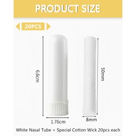 HSIXHAF Pack of 20 Smelling Pens for Essential Oils, Good Hygroscopicity Nasal Inhaler Pen, Smelling Sticks with Wick, Refillable Inhaler Stick, White