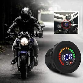 12V Digital Voltmeter, Waterproof Volt DC Meter with 3 Display Colours LED Display for Motorcycles Cars Boats ATV UTV Motorhome Caravans