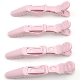 Yamel Crocodile Hair Clips Pink 4 pcs Plastic Non-Slip Grip Hair Clips for Styling Sectioning for Women or Girls Salon Home Use