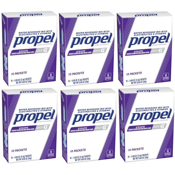 Gatorade Propel Zero Powder Packets Grape, 10-Count (Pack of 6)