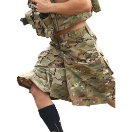 GSGGIG Men's Kilt, Camo Scottish Outdoor Utility Kilt, 23" Length Pleated Tactical Kilt, Irish Hybrid Kilts with Pockets 0911 CP Camo 36