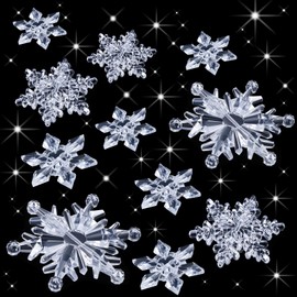Boao Clear 45 Pcs Acrylic Clear Christmas Snowflakes Ornaments Crystal Hanging Snowflake Ornaments for Christmas Tree Winter Indoor Home Room Decoration Xmas Wonderland Theme Party, 3 Styles