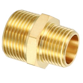 PATIKIL Brass Pipe Fitting Adapter, 1/2" NPT Male Thread x 3/4" G Male Thread Brass Reducer Hex Tubing Hose Connector Adaptor with Washer for Plumbing Water Line