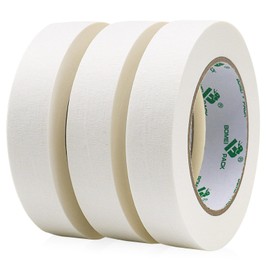 BOMEI PACK Masking Tape, 1.0 x 166.4 ft (25 mm x 50 m) Tape, 3 Rolls Set, White, Easy to Write, Easy to Remove, Temporary Fastening Tape for Automobile Painting (White)