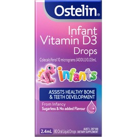 Ostelin Infant Vitamin D3 Drops 2.4mL – Supports Bone Strength, Immune & Muscle Function – Aids Healthy Bone & Teeth Development – Enhances Calcium Absorption for Infants & Babies