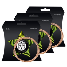 Acoustic Guitar Strings Nickel Plated Steel with PVD Ion Coating Guitar Strings Guitar Accessories Acoustic 6 String Set Consistent Feel Lasting Bright Tone（Custom Light,11-52 (3 Pack)）