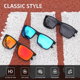 Ninesun Classic Square Sunglasses for Men and Women Lightweight Polarized Drivers Sunglasses with UV Protection H1, Black/blue