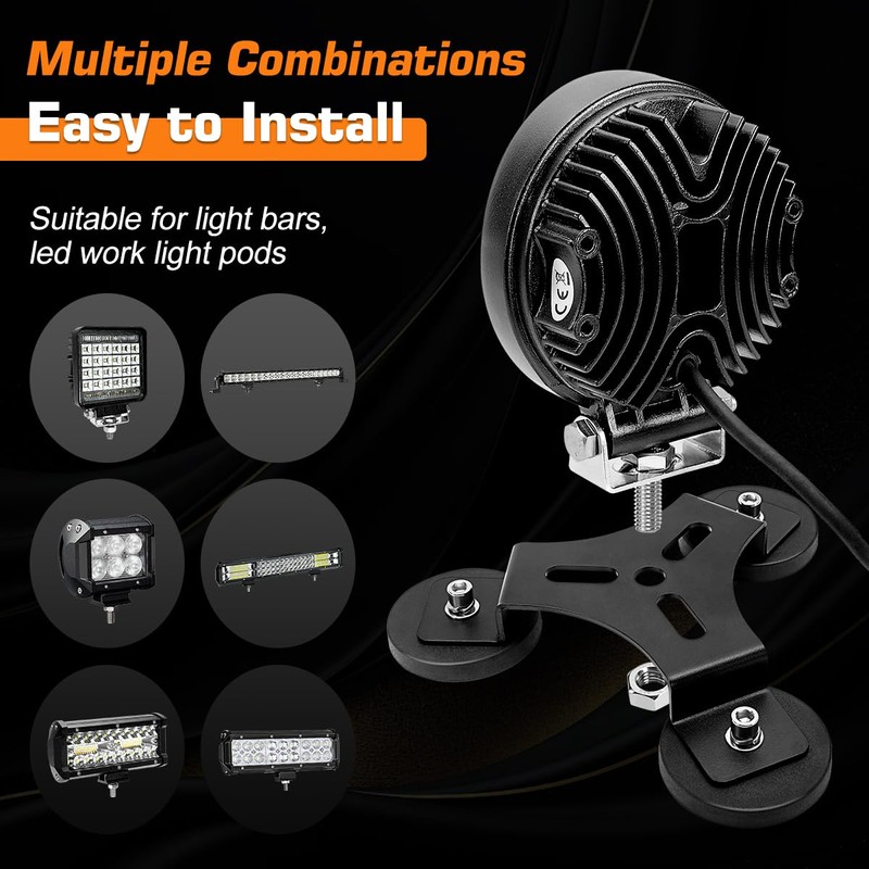 WFPOWER 2 Pack Powerful Magnet Base for LED Light bar,