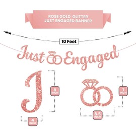 Rose Gold Glitter Happy Engagement Banner, Engagement Party Decor, Engaged Sign, Engagement Decorations