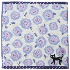 Noah Family Towel Handkerchief, Rosy Cat, Women's, Approx. 9.8 x 9.8 inches (25 x 25 cm), blue