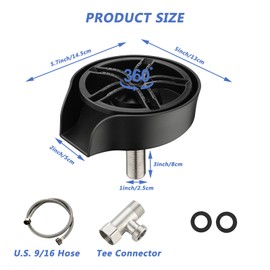 NCONCO Glass Rinser for Kitchen Sink, High Pressure 360 Degree Rotating Spout Cup Washer for Sink Cup Rinser Sink Attachment Glass Rinser Bottle Cleaner for Bar Sink