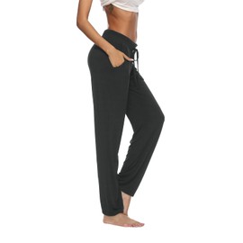 DIBAOLONG Womens Yoga Pants Wide Leg Loose Drawstring Comfy Lounge Workout Sweatpants with Pockets Dark Gray L