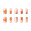 RUOKEXIN Fall Press on Nails Short Square False Nails Orange