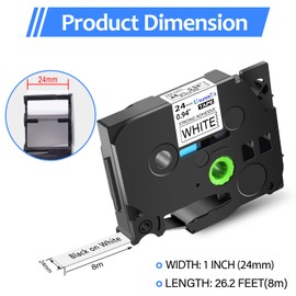 USUPERINK 30PK Compatible for Brother P-Touch TZe-S251 TZ-S251 TZe-251 TZ-251 Black on White 24mm 1 inch 0.94'' x 26.2ft Extra Strength Label Tape for PT-D600 2730 E500 P700 P750W Label Maker