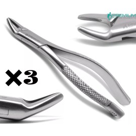 PREMIUM INSTRUMENTS 3× Dental Extracting Forceps 150s Surgical Tooth Extraction 6.2" Instruments