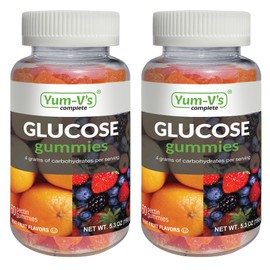 YUM-V'S YumVs Complete Glucose Gummies, Fruit Flavors, (60 Ct); Chewable Nutritional Supplement for Men and Women, Gluten Free, Vegan, Kosher, Halal  (Orange & Raspberry, 60 Count (Pack of 2))