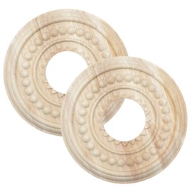 Semetall 2PCS Ceiling Medallion Decorative Ceiling Fan Medallion Round Home Lighting Ceiling Medallion Ring for Light Fixtures Ceiling Fans Chandeliers,9.25"ODx3.15"ID Rubber Wood-Style 6