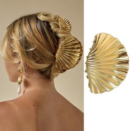 Summer Hair Clips for Women Gold Seashell Clips for Hair Cute With Rhinestone Designs Big Gold Hair Claws Summer Clamp Clips for Women Large Hair Claw Clip Hair Clip for Thin Hair