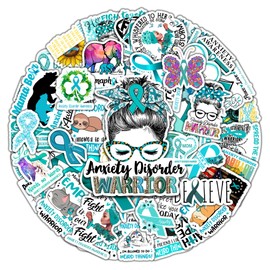 BIGZORO 50 PCS Anxiety Awareness Sticker Vinyl Inspirational Mental Health Wiow Decals Waterproof Patches Bumper Vehicle Truck Bike Skateboard Bicycle Laptop Decorations Accessories