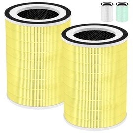 Kilo True HEPA Pet Allergy Replacement Filter for Afloia Air Purifier Kilo,Kilo Plus,Kilo PRO,MIRO,MIRO PRO and MORENTO MR-Kilo/Kalo,360° 3-Stage Filtration,2 Pack,Yellow