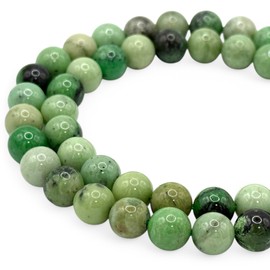[ABCgems] South-African Moss-Green Hydrogrossular Garnet AKA Transvaal Grossular Garnet (Gorgeous Black Inclusions of Chromite) Tiny 6mm Round Natural Semi-Precious Gemstone Healing Energy Beads