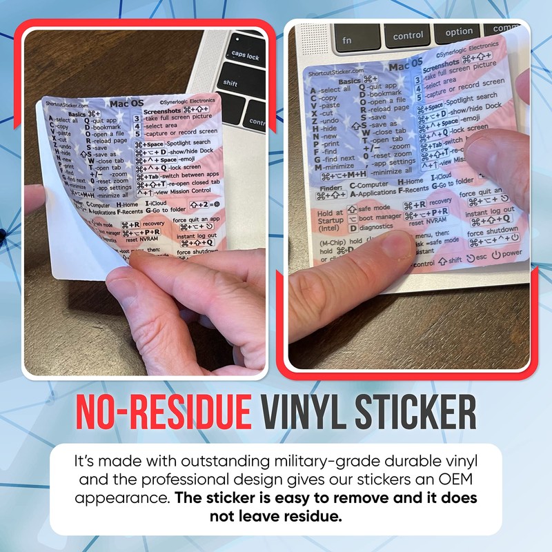 Synerlogic Mac OS Shortcuts Sticker for Air/Pro | Keyboard Stickers