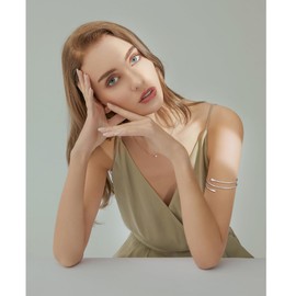 FINZOR Arm Cuff Bracelet for Women Gold Arm Layered Cuff Gold Bangles Adjustable Coil Swirl Armlet ArmBand Stackable Jewelry for OutSide, One Size, Alloy Steel, no gemstone