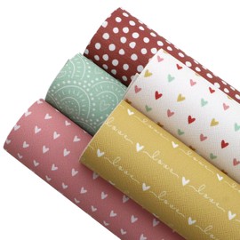 David accessories Dots Pattern Printed Faux Leather Sheets LovePattern Synthetic Leather Fabric 5 Pcs 7.7" x 12.9" (20cm x 33cm) for DIY Earrings Bows Making (Love-Dots)