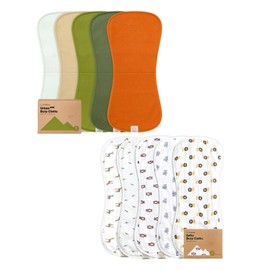 Keababies 5-Pack Burp Cloths Baby Girl, Boy and 5-Pack Muslin Baby Burp Cloths for Baby Boys and Girls - Extra Large & Absorbent Baby Burp Cloths - Cotton Baby Washcloths, Burp Rags