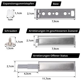 GoldRock Pressure Door Opener, Push to Open Door Opener, Pack of 8 Tip-on for Doors, Soft Close Retrofitting, Soft Close Door Damper, Silver, Magnetic Catch Damper for Cabinet Doors, Magnetic Door