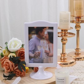 Meonua Double Sided Standing Picture Frames 4x6 2 Side Pedestal Picture Frames Plastic White Photo frames Set for Display (10 pack)