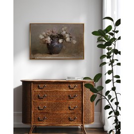 InSimSea Golden Framed Vintage Canvas Wall Art Roses Flower Floral Painting Prints Still Life 24x36in, Moody Rustic Canvas Gallery Print, Neutral Colors Romantic Farmhouse Home Botanical Wall Decor