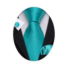 Barry.Wang Conjunto de corbata de seda tejida para hombre, gemelos formales de boda, B-maldivas, Talla única,FBASN-5712