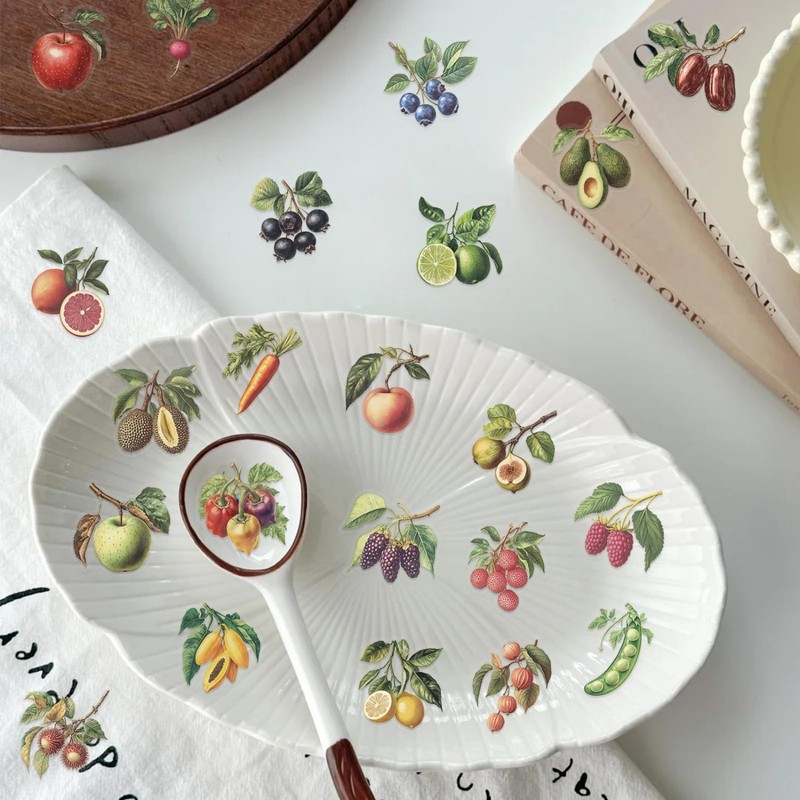 Transparent Fruit Stickers - 50PCS Realistic Fruit Stickers Pack for